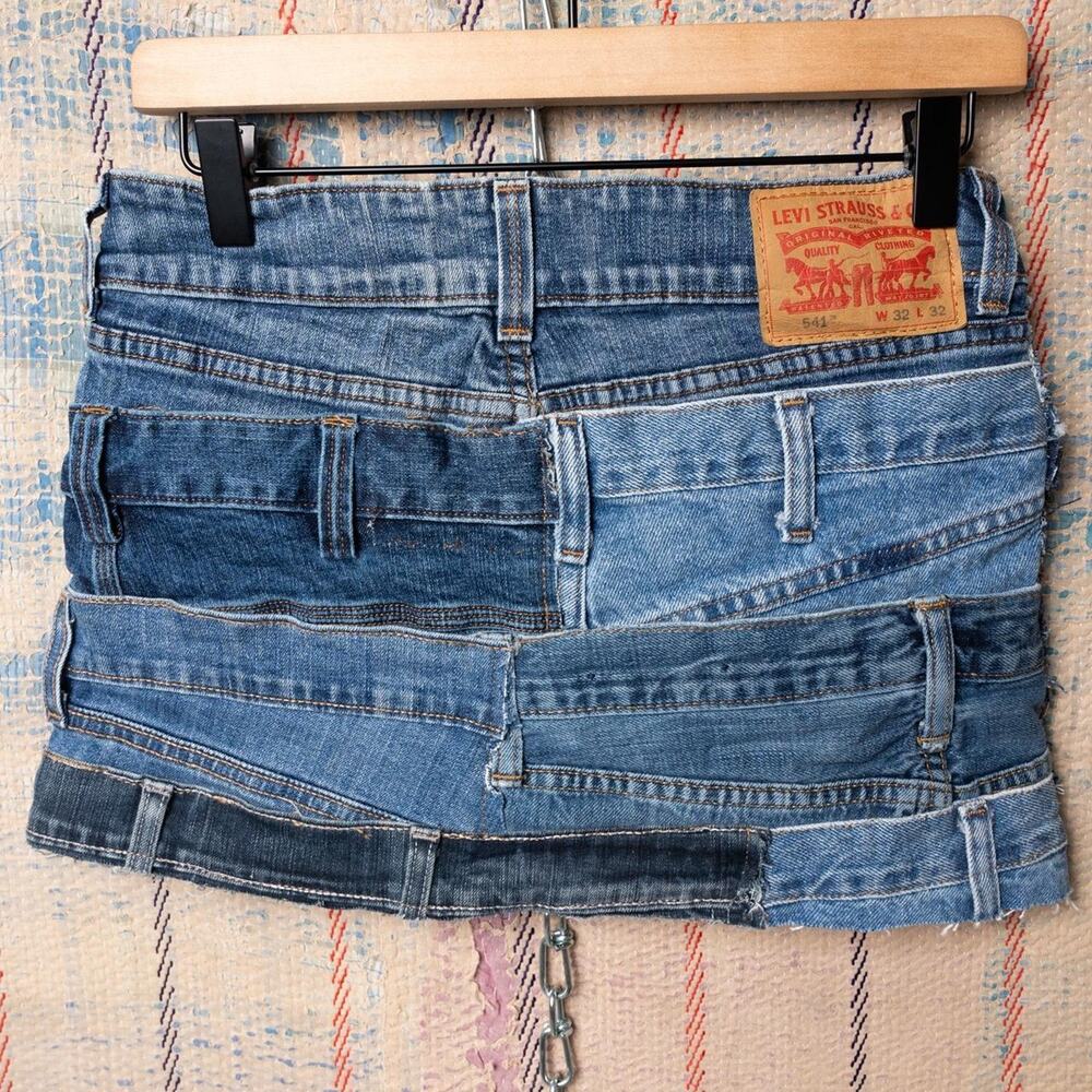 Custom upcycled patchwork mini skirt - Picture 4 of 4